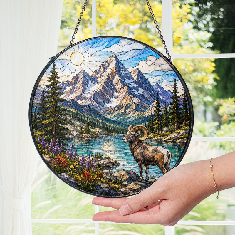 Rocky Mountain National Park Stained Glass Suncatcher, Window Hanging Decor, Gift for Nature Lovers