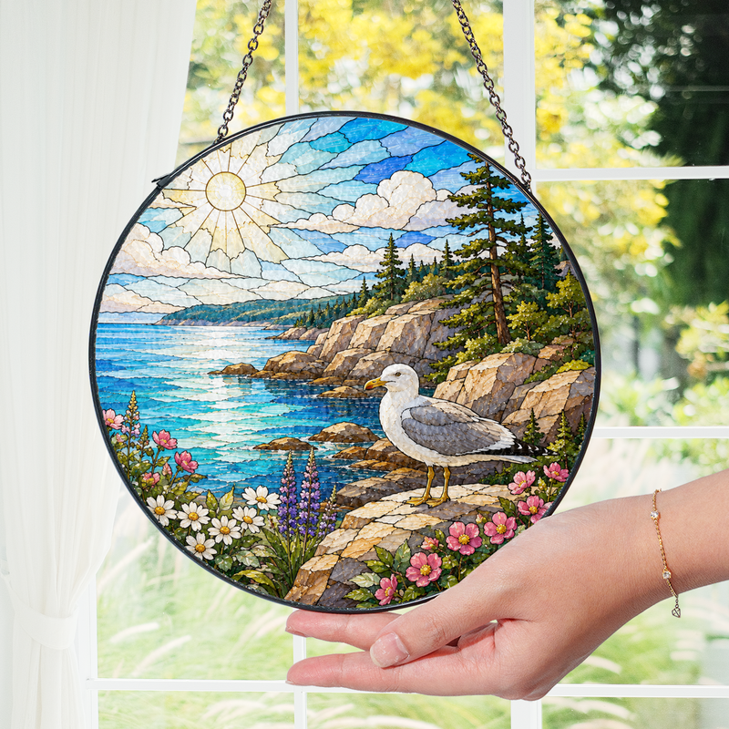 Acadia National Park Stained Glass Suncatcher, Window Hanging Gift, Gift for Nature Lovers