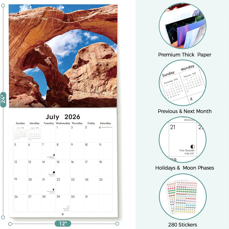 2027 National Parks Wall Calendar, 18-Month July 2026-Dec 2027 Monthly Calendar, Gift for National Park Lovers