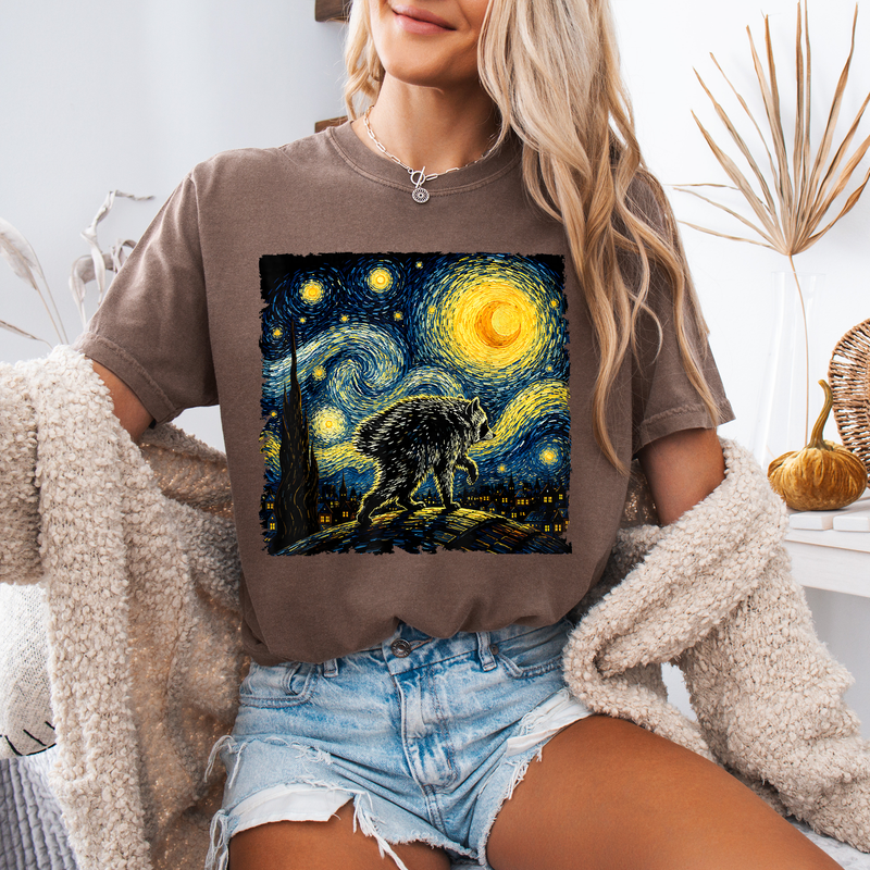 Starry Night Jimothy Raccoon Shirt, Comfort Colors Wildlife Art Tee, Animal Lover Gift