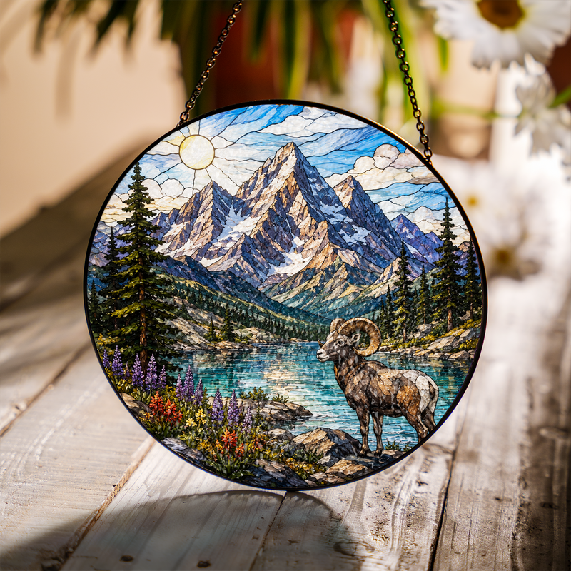 Rocky Mountain National Park Stained Glass Suncatcher, Window Hanging Decor, Gift for Nature Lovers