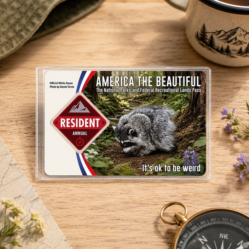 Jimothy Raccoon National Park Pass Sleeve, America the Beautiful Pass Holder, Gift for Hiker & Camper