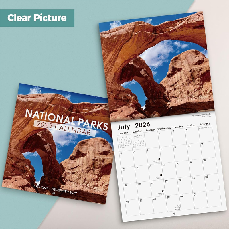 2027 National Parks Wall Calendar, 18-Month July 2026-Dec 2027 Monthly Calendar, Gift for National Park Lovers