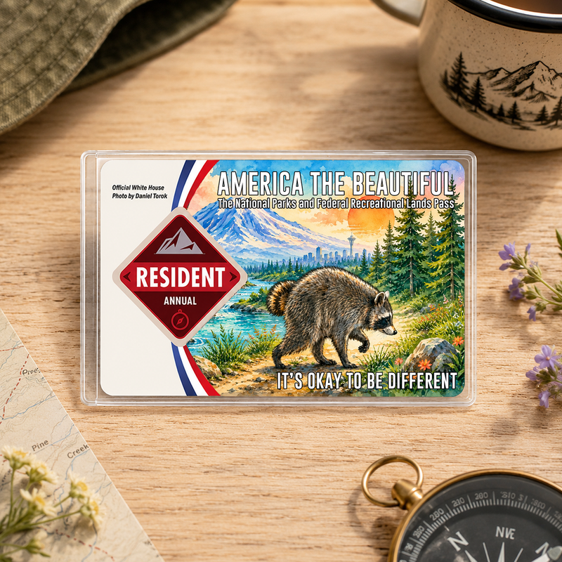 Jimothy Raccoon National Park Pass Sleeve, America the Beautiful Pass Holder, Funny Hiker Gift
