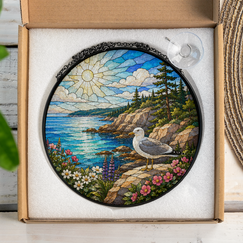 Acadia National Park Stained Glass Suncatcher, Window Hanging Gift, Gift for Nature Lovers