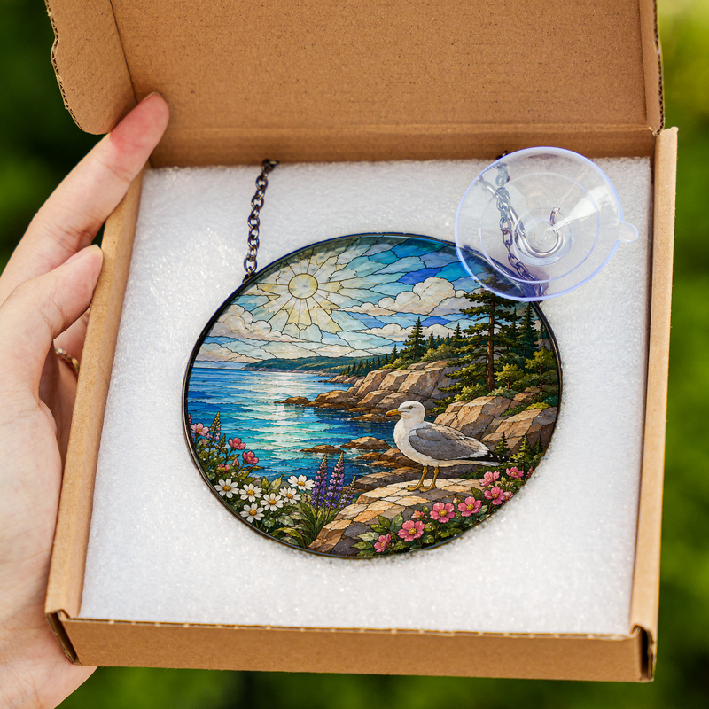 Acadia National Park Stained Glass Suncatcher, Window Hanging Gift, Gift for Nature Lovers