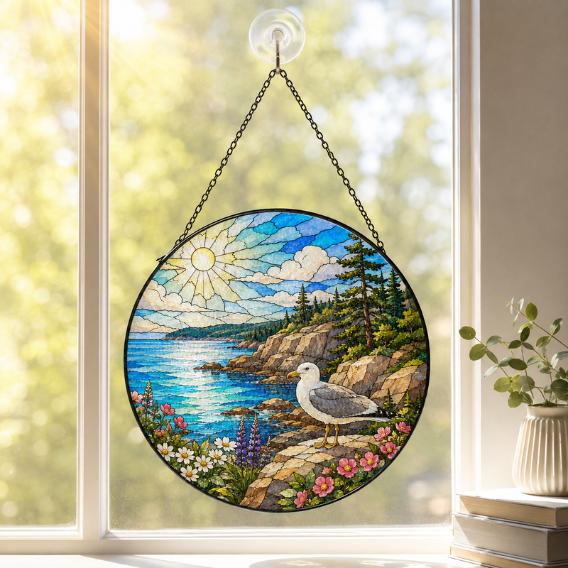 Acadia National Park Stained Glass Suncatcher, Window Hanging Gift, Gift for Nature Lovers