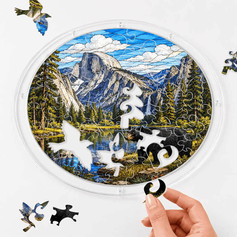 Yosemite National Park Bear Acrylic Puzzle Suncatcher, Window Hanging Decor, Gift for Nature Lovers