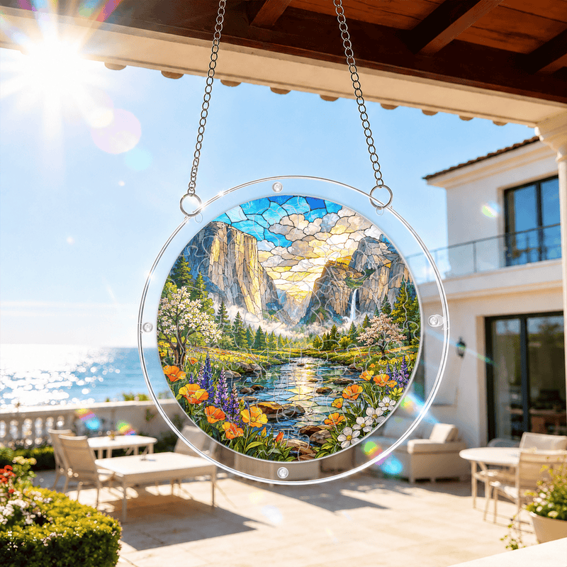 Yosemite National Park Acrylic Puzzle Suncatcher, Stained Glass Window Decor, Nature Lover Gift
