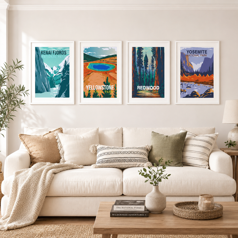 16 Pack National Park Posters, Vintage Travel Wall Art Prints, 8x10 Nature Decor