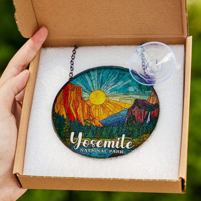 Yosemite National Park Stained Glass Suncatcher, Window Hanging Decor, Gift for Nature Lovers