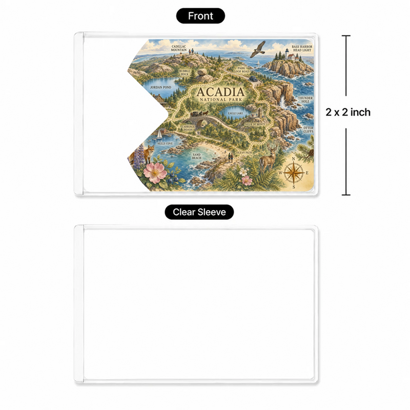 Acadia Map National Park Pass Sleeve | Gift For Hikers & Travel Lovers