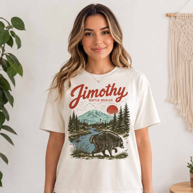 Jimothy Raccoon Shirt, Seattle Wildlife Comfort Colors Tee, Viral Feral Legend T-Shirt