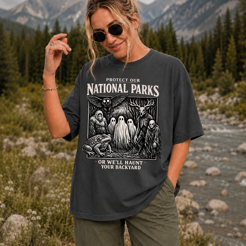 Protect Our National Parks T-Shirt, Haunt Your Backyard Cryptid Tee, Gift for Hikers