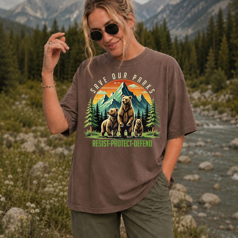 Save Our National Parks T-Shirt, Vintage Bear Wildlife Graphic Tee, Gift for Hikers