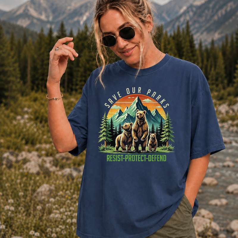 Save Our National Parks T-Shirt, Vintage Bear Wildlife Graphic Tee, Gift for Hikers
