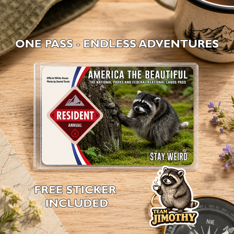 Jimothy Raccoon National Park Pass Sleeve, America the Beautiful Pass Holder, Funny Hiker Gift