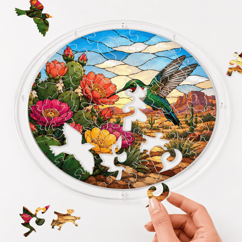 Hummingbird Acrylic Puzzle Suncatcher, Window Hanging Decor, Gift for Bird Lovers