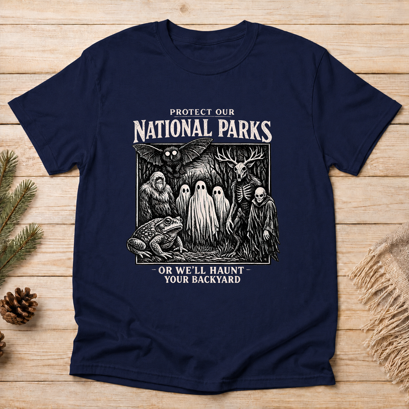 Protect Our National Parks T-Shirt, Haunt Your Backyard Cryptid Tee, Gift for Hikers