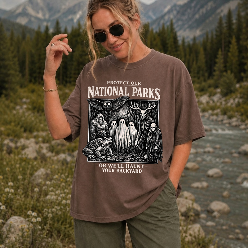 Protect Our National Parks T-Shirt, Haunt Your Backyard Cryptid Tee, Gift for Hikers