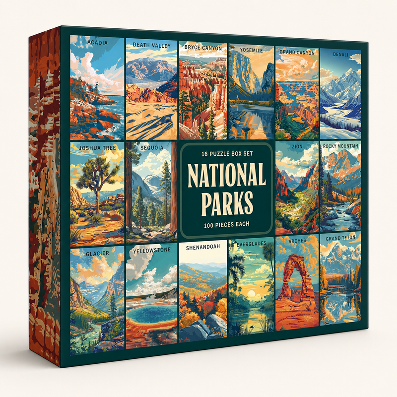 National Parks Jigsaw Puzzle Box Set, Gift for National Park Lovers