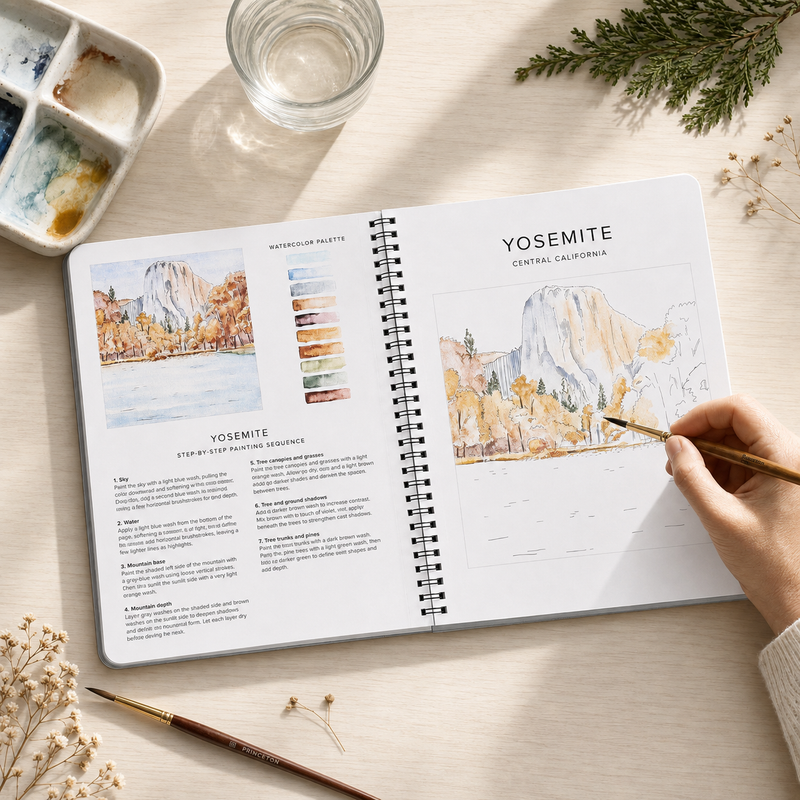 National Parks Watercolor Workbook, 10 Guided Painting Projects on Premium Watercolor Paper, Nature Lover Gift