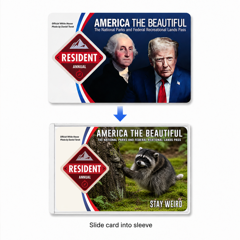 Jimothy Raccoon National Park Pass Sleeve, America the Beautiful Pass Holder, Funny Hiker Gift