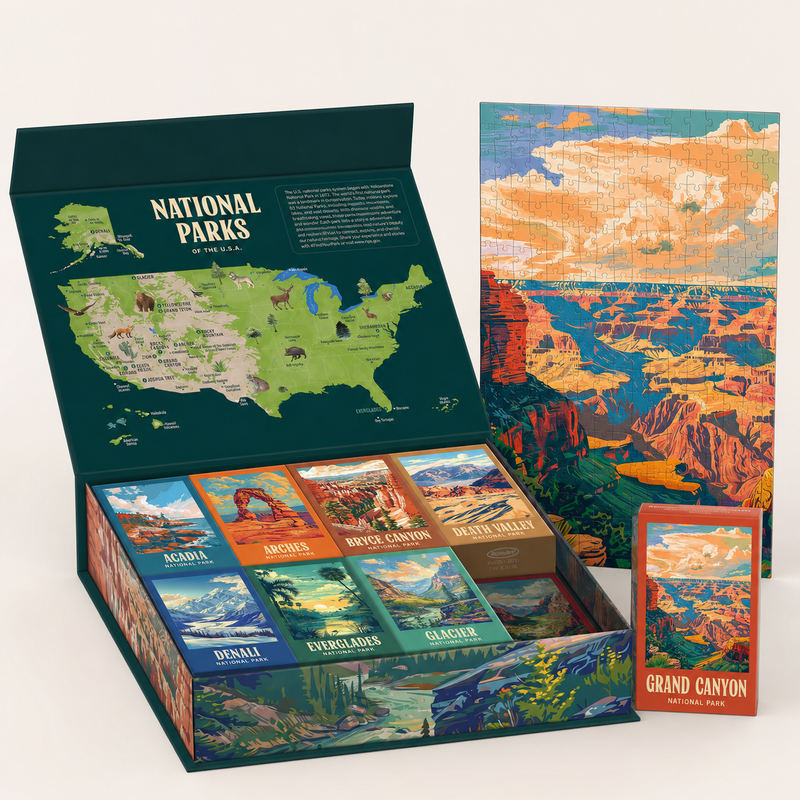 National Parks Jigsaw Puzzle Box Set, Gift for National Park Lovers