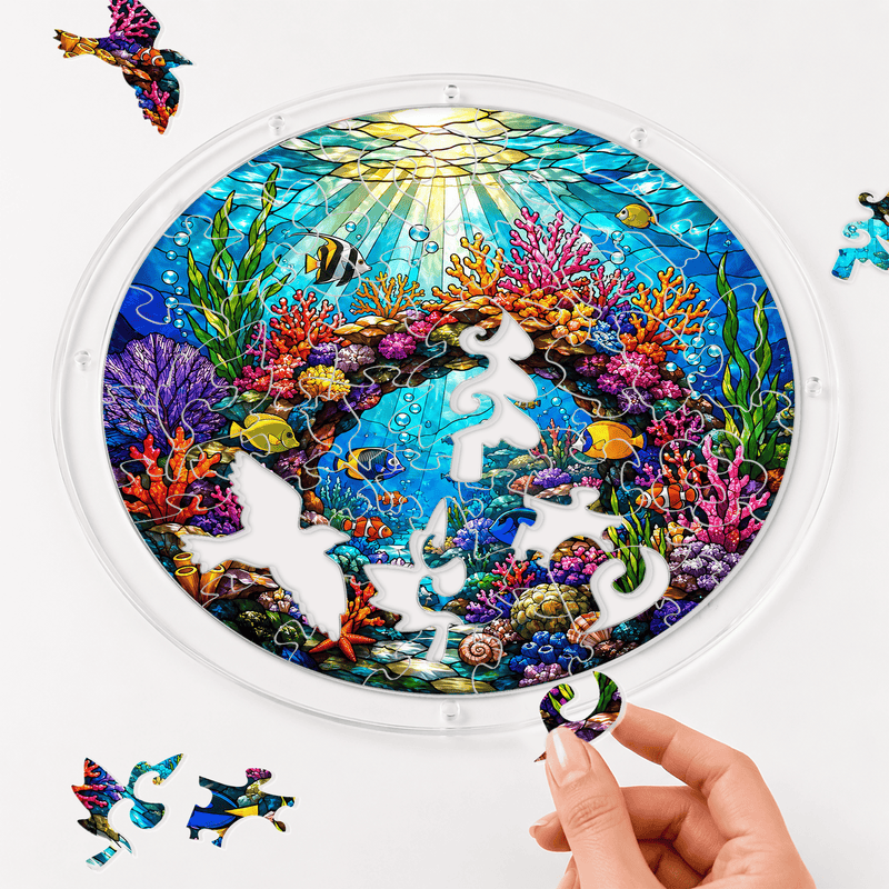 Coral Reef Acrylic Puzzle Suncatcher, Marine Life Window Decor, Ocean Lover Gift