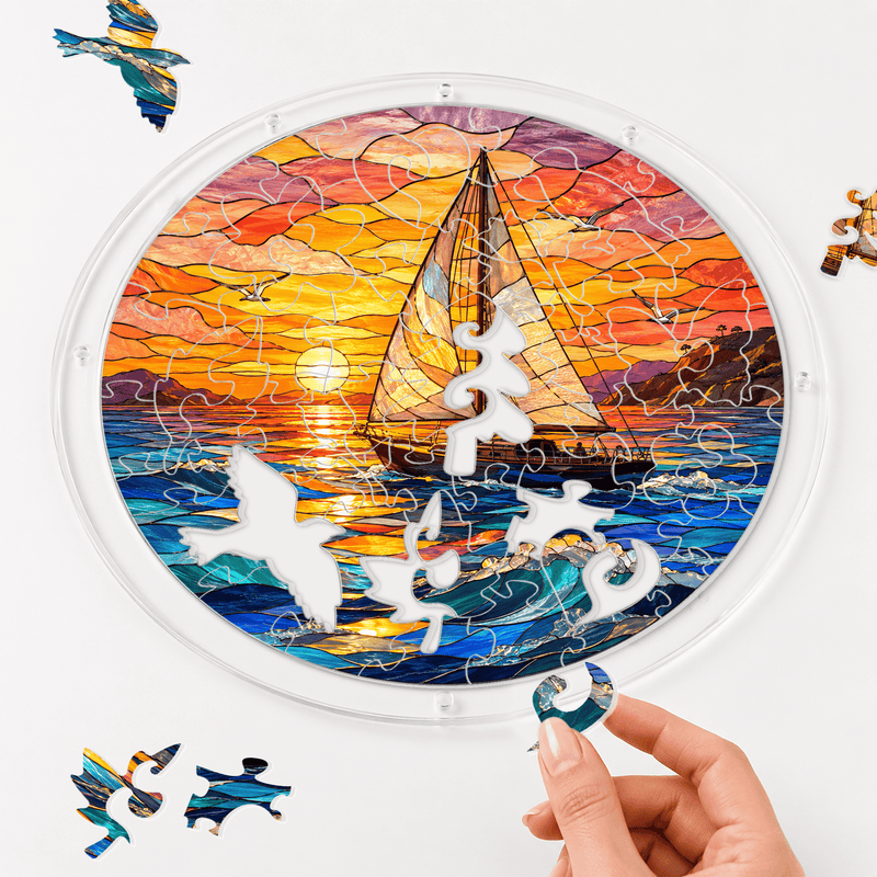 Sailboat Acrylic Puzzle Suncatcher, Ocean Window Decor, Nautical Lover Gift