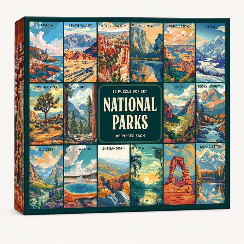 National Parks Jigsaw Puzzle Box Set, Gift for National Park Lovers