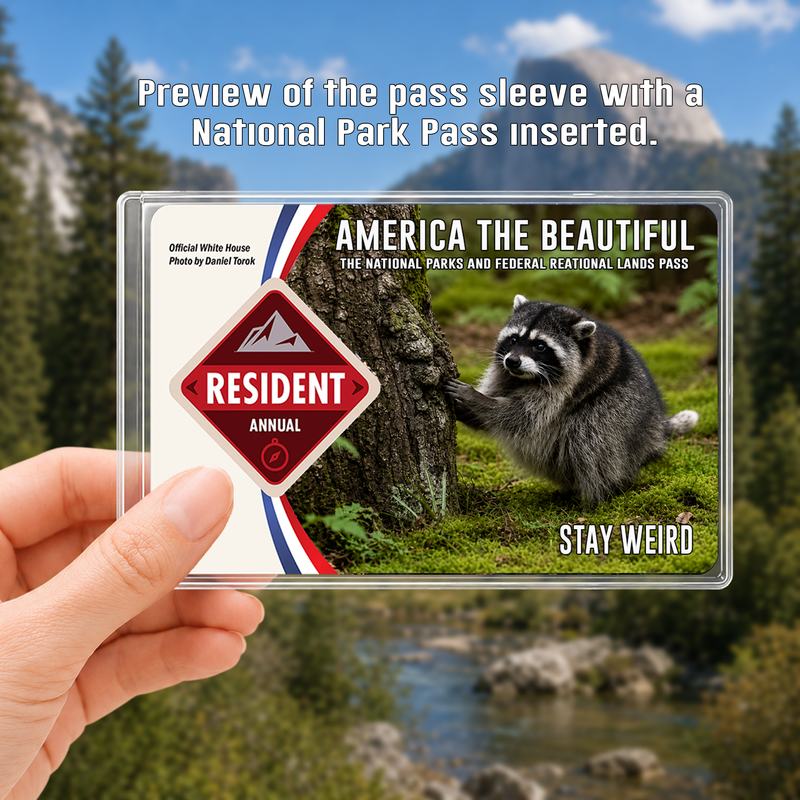 Jimothy Raccoon National Park Pass Sleeve, America the Beautiful Pass Holder, Funny Hiker Gift