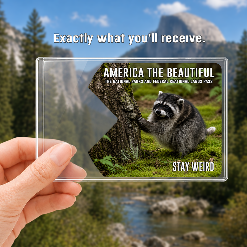 Jimothy Raccoon National Park Pass Sleeve, America the Beautiful Pass Holder, Funny Hiker Gift
