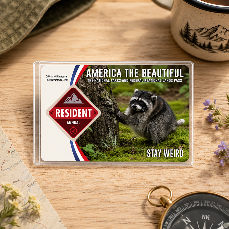 Jimothy Raccoon National Park Pass Sleeve, America the Beautiful Pass Holder, Funny Hiker Gift
