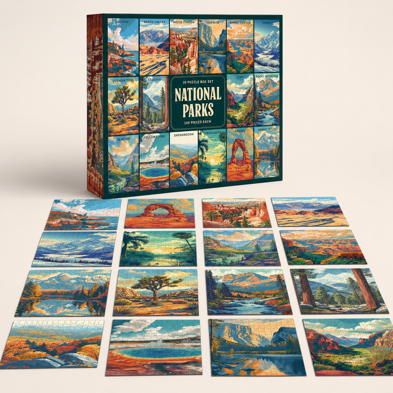 National Parks Jigsaw Puzzle Box Set, Gift for National Park Lovers
