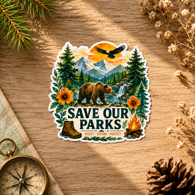 Save Our Parks Sticker, Gift for Hikers & Nature Lovers