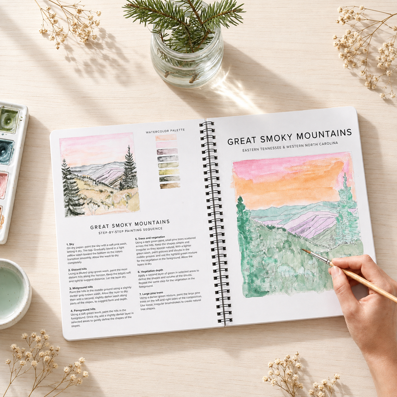 National Parks Watercolor Workbook, 10 Guided Painting Projects on Premium Watercolor Paper, Nature Lover Gift