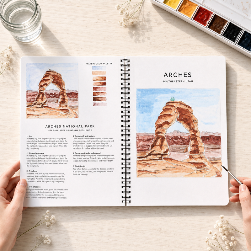 National Parks Watercolor Workbook, 10 Guided Painting Projects on Premium Watercolor Paper, Nature Lover Gift
