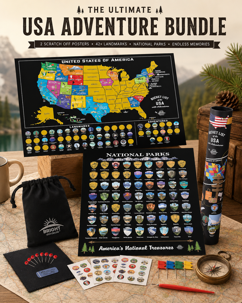 Scratch Off Map of USA & 63 National Parks Bundle – Travel Tracker Gift Set