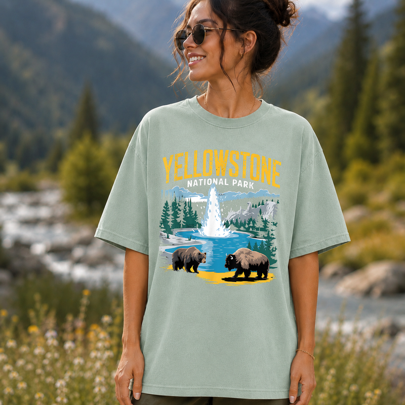Bison Yellowstone National Park Shirt, Vintage Wildlife Graphic Tee, Gift for Hikers