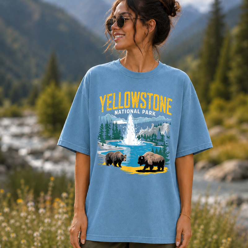 Bison Yellowstone National Park Shirt, Vintage Wildlife Graphic Tee, Gift for Hikers