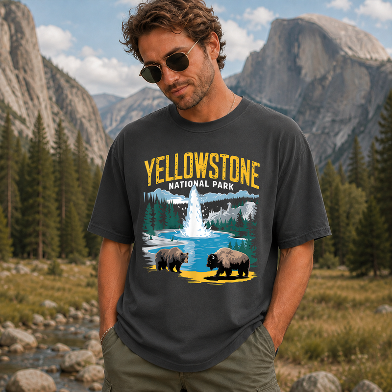 Bison Yellowstone National Park Shirt, Vintage Wildlife Graphic Tee, Gift for Hikers
