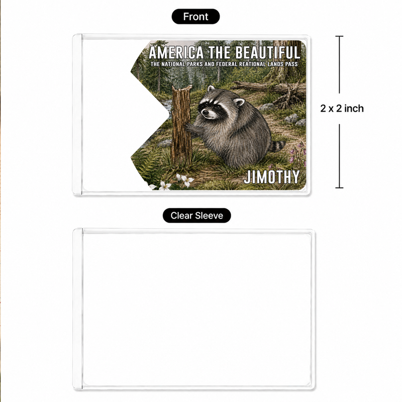 Jimothy Raccoon National Park Pass Sleeve, America the Beautiful Pass Holder, Hiker Gift