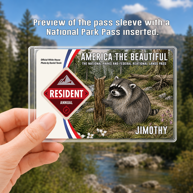 Jimothy Raccoon National Park Pass Sleeve, America the Beautiful Pass Holder, Hiker Gift