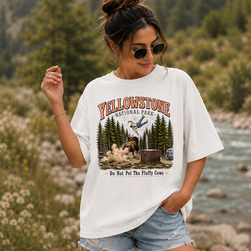 Bison Yellowstone National Park Shirt, Do Not Pet the Fluffy Cows T-Shirt, Gift for Hikers