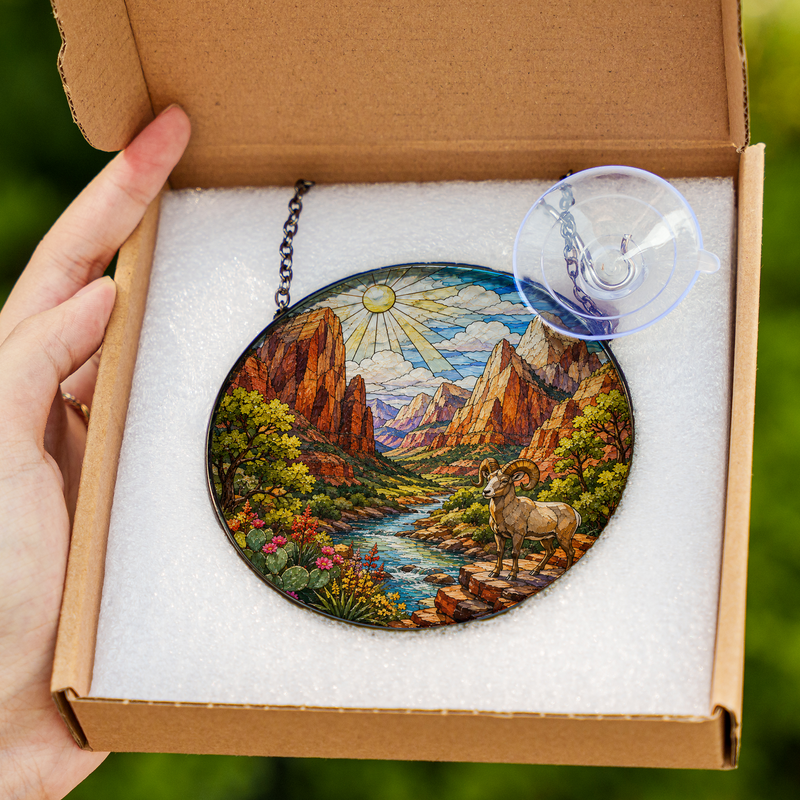 Zion National Park Stained Glass Suncatcher, Window Hanging Decor, Gift for Nature Lovers