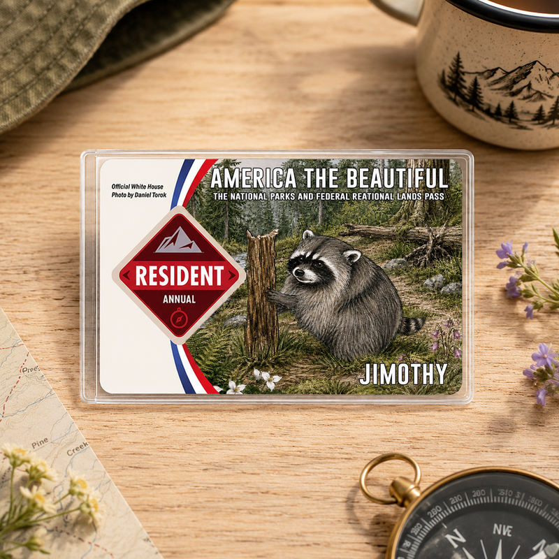 Jimothy Raccoon National Park Pass Sleeve, America the Beautiful Pass Holder, Hiker Gift