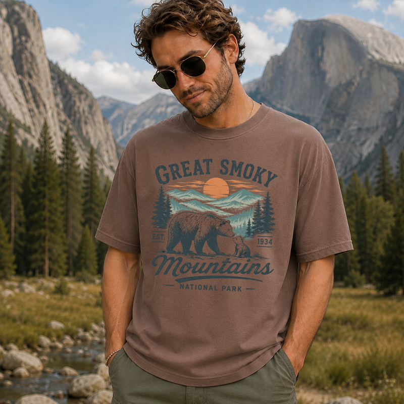 Great Smoky Mountains Shirt, Vintage Bear Graphic Tee, National Park T-Shirt, Gift for Hikers and Campers