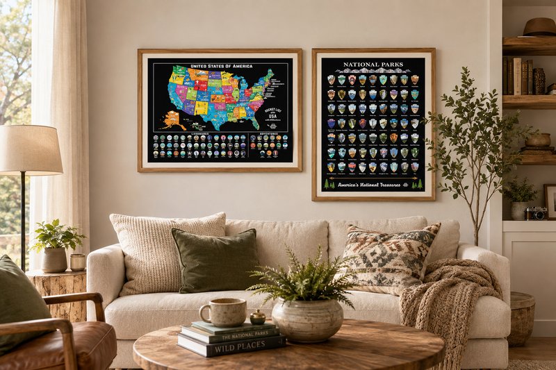 Scratch Off Map of USA & 63 National Parks Bundle – Travel Tracker Gift Set