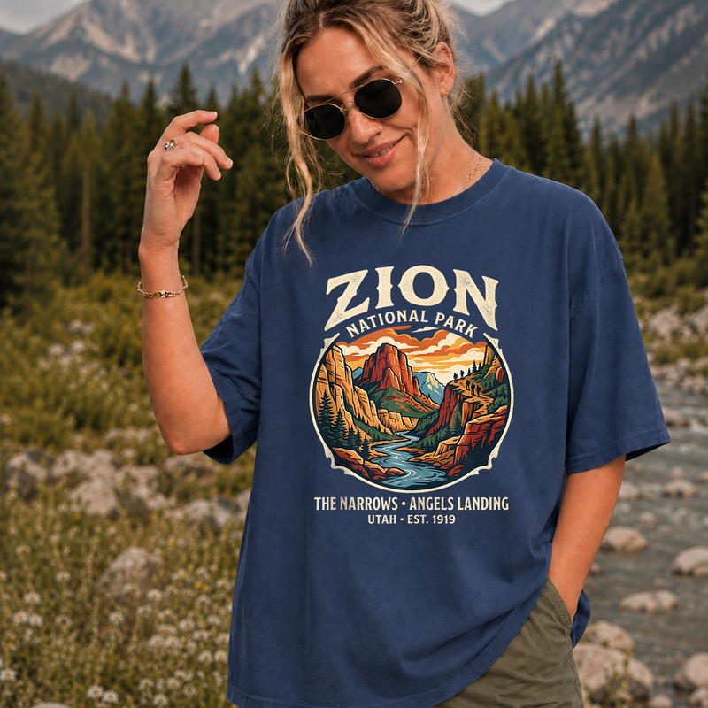 Zion National Park Shirt, Vintage Utah Hiking Graphic Tee, Gift for Hikers